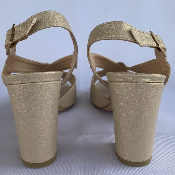 Paradox London Hibiscus Strappy Heels, Women's Size 8 W, Champagne - Picture 3 of 8